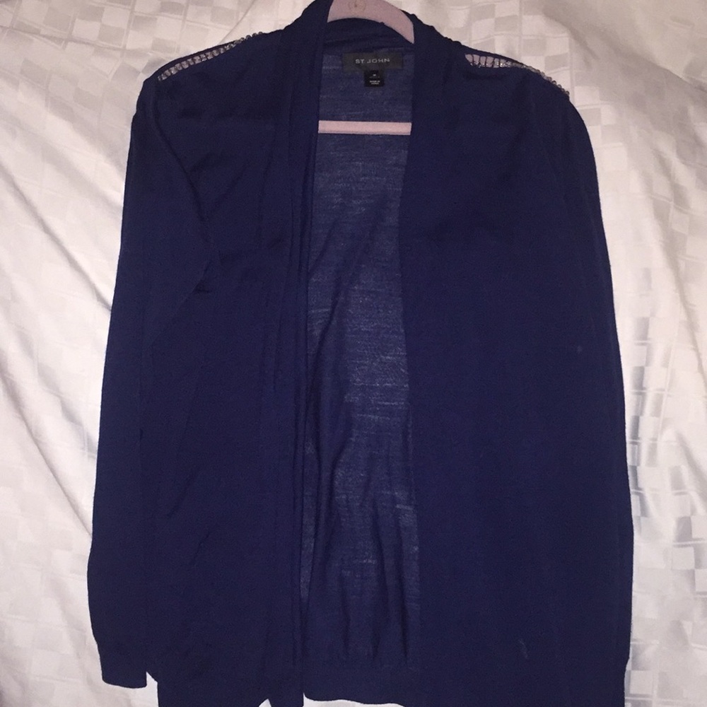 St John Open Cardigan Sweater M beads